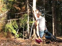 Slender amateur teen drilled hard doggystyle in the woods