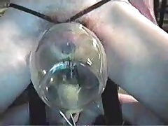 Bruce blows into a fishbowl with electro stimulation