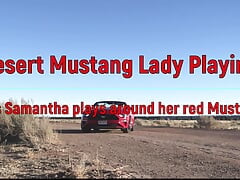 Desert Mustang Lady Playing, Mrs Samantha and her Red Mustang