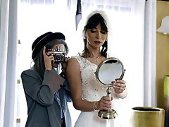Shemale bride fucks young female photographer right on her wedding day