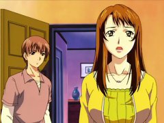 Anime porn video with a brunette chick being fucked by her BF