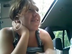 Dude picks up a streetslut and lets her suck his cock in his car
