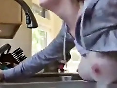 hot amateur milf quick doggystyle sex in kitchen