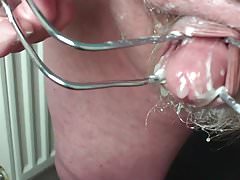 Foreskin with squirty cream and big cumshot