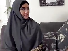 Muslim woman is sucking cocks like a real pro and getting fucked hard, from the back