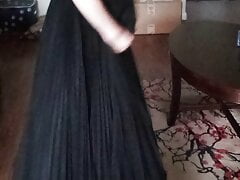 Girl's pretty homecoming gown shown off and cummed in