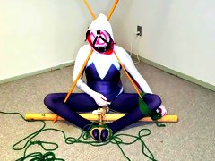 Spider-gwens Bondage Escape Practice #2: Triangle Tied While Getting Teased