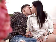 Young brunette licks dick and fucks like a pro in amazing perversions at home