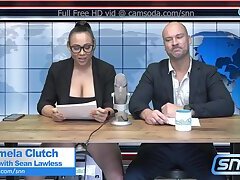 Camsoda-Newscaster rides sybian during news