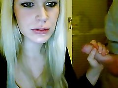 Blondie sucks dick on webcam