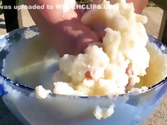 I Couldnt Resist Sticking My Feet Into The Mash Potatoes As Well - Thanksgiving Food Play 2