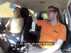 Small titted car driver pussy fucked by her instructor
