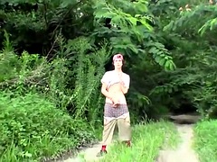 Straight guy Sean Johansen masturbates in the woods