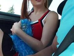Cheerleader teen Eva Berger fucked in the car