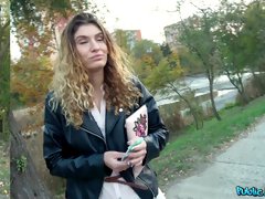 Public fucking with dick loving Candice Demellza and a stranger