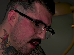 Gagging tattooed shemale creampied by dominant doctor