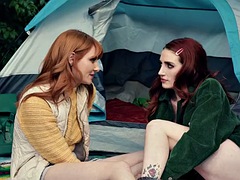 GIRLSWAY - Redhead Lacy Lennon and her sexy neighbor have a tough secret affair during a camping trip