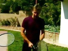 Hot blonde has a sport fuck on the tennis court